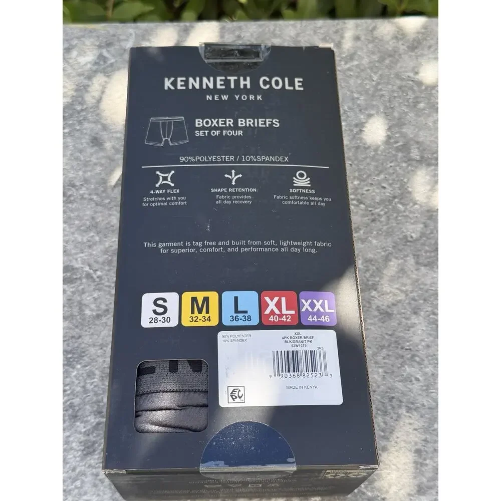 Kenneth Cole 4-Pk Men's Boxers Black Premium Comfort Performance Microfiber XXL